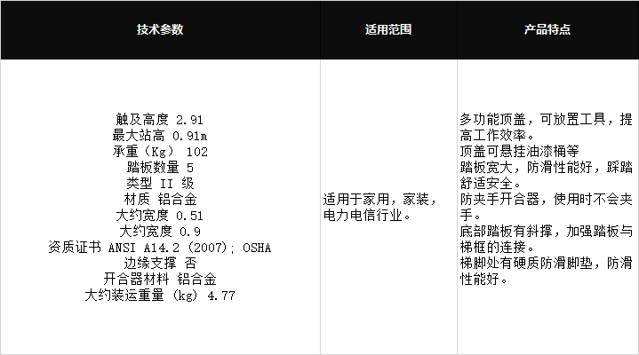 稳耐铝合金单侧人字梯355CN