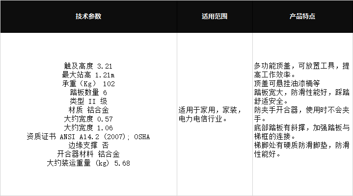 稳耐铝合金单侧人字梯1.8米356CN