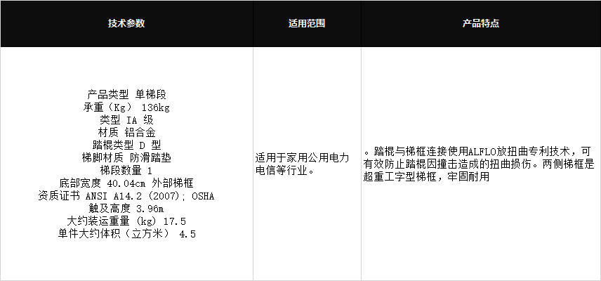 稳耐铝合金 D 型踏棍直梯D1510-1