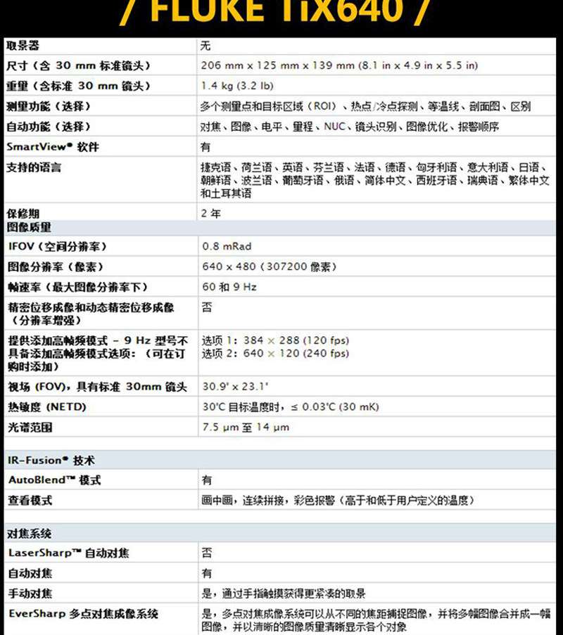 FLUKE FLUKE TIX640(9hz) 红外热像仪