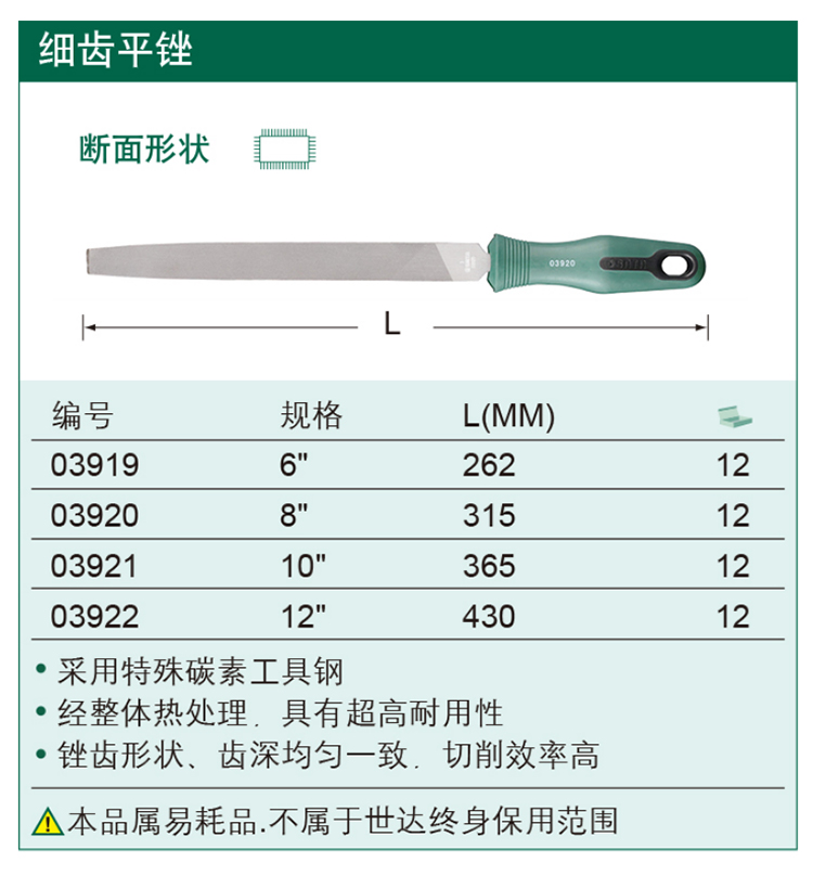 世达 3916 中齿平锉8