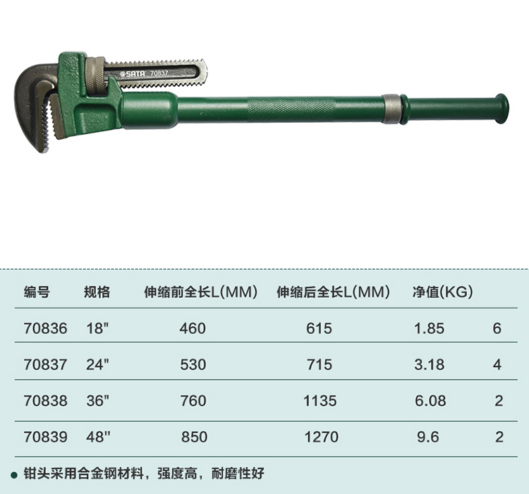 世达 70837 伸缩式加力管子钳24