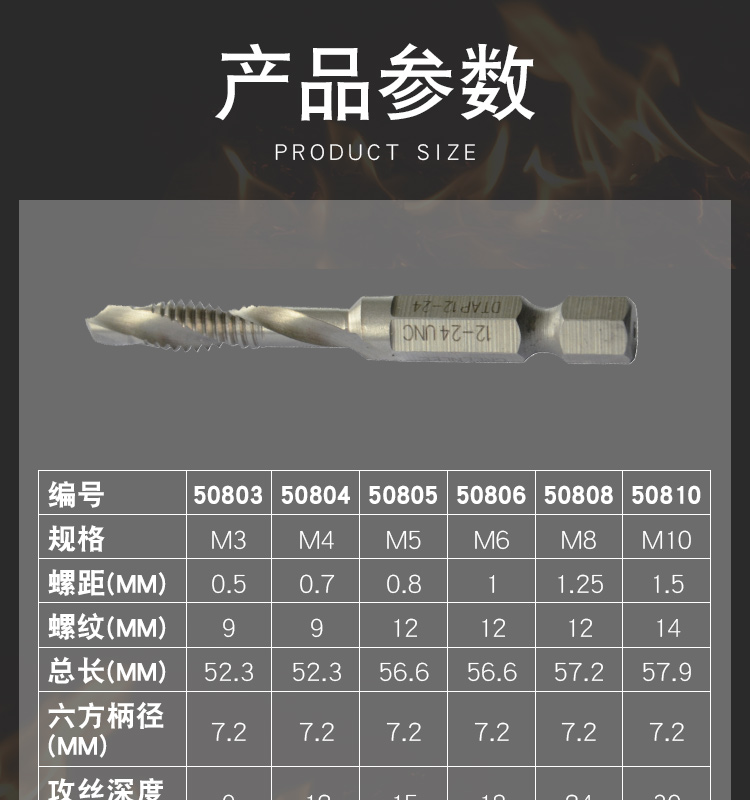 世达 50808 5件套高速钢复合丝锥钻M8x1.25MM