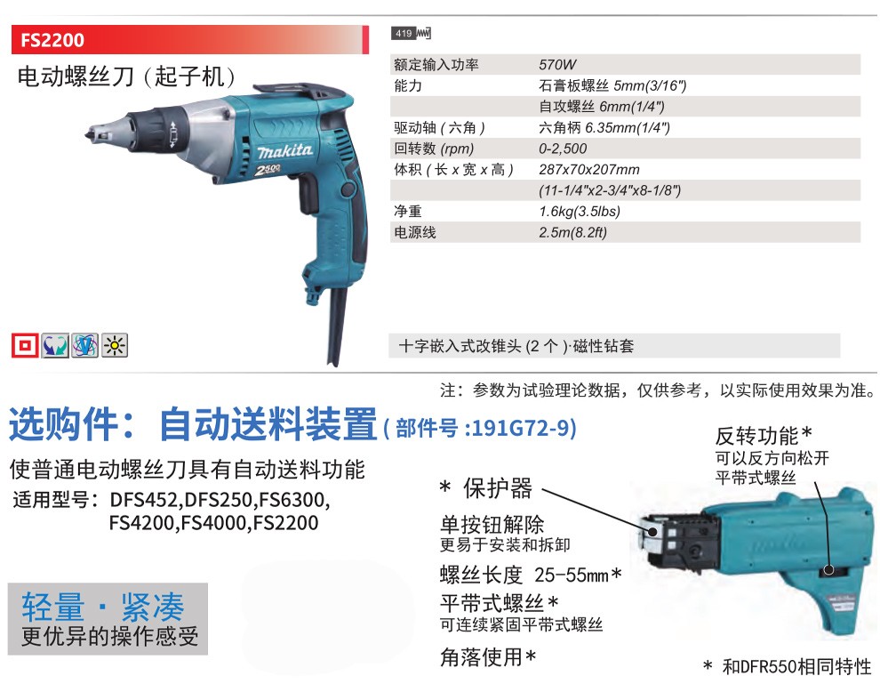 牧田 FS2200 电动螺丝刀
