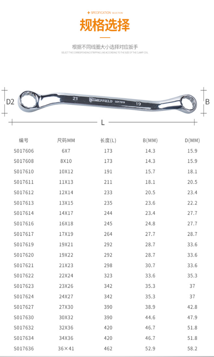 钢盾 S017627 公制精抛光双梅花扳手27x30mm