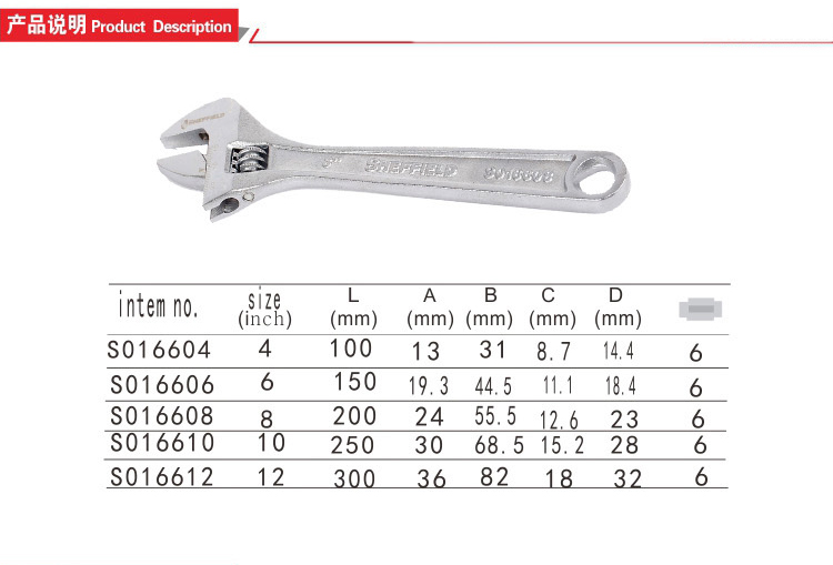 钢盾 S016606 活络扳手6