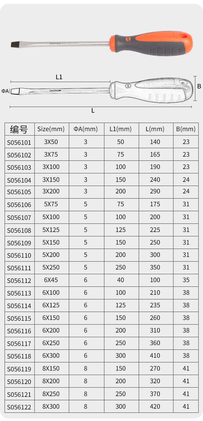 钢盾 S056206 双色柄十字螺丝刀PH1x75mm