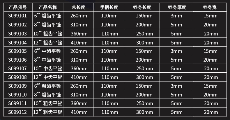 钢盾 S099106 中齿平锉8