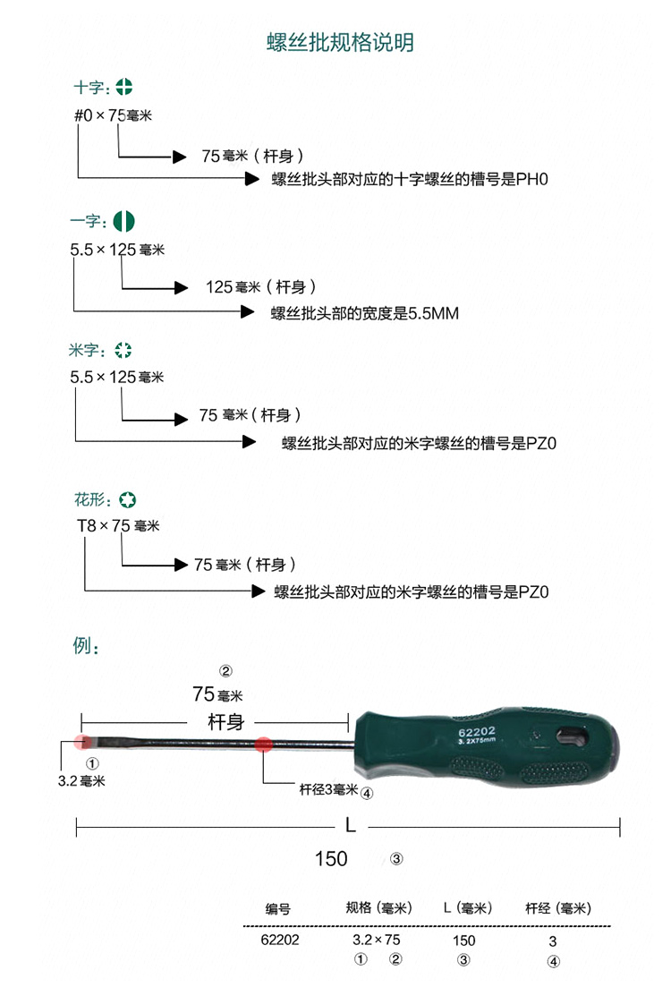 世达 62304 A系列十字形螺丝批#0x150MM