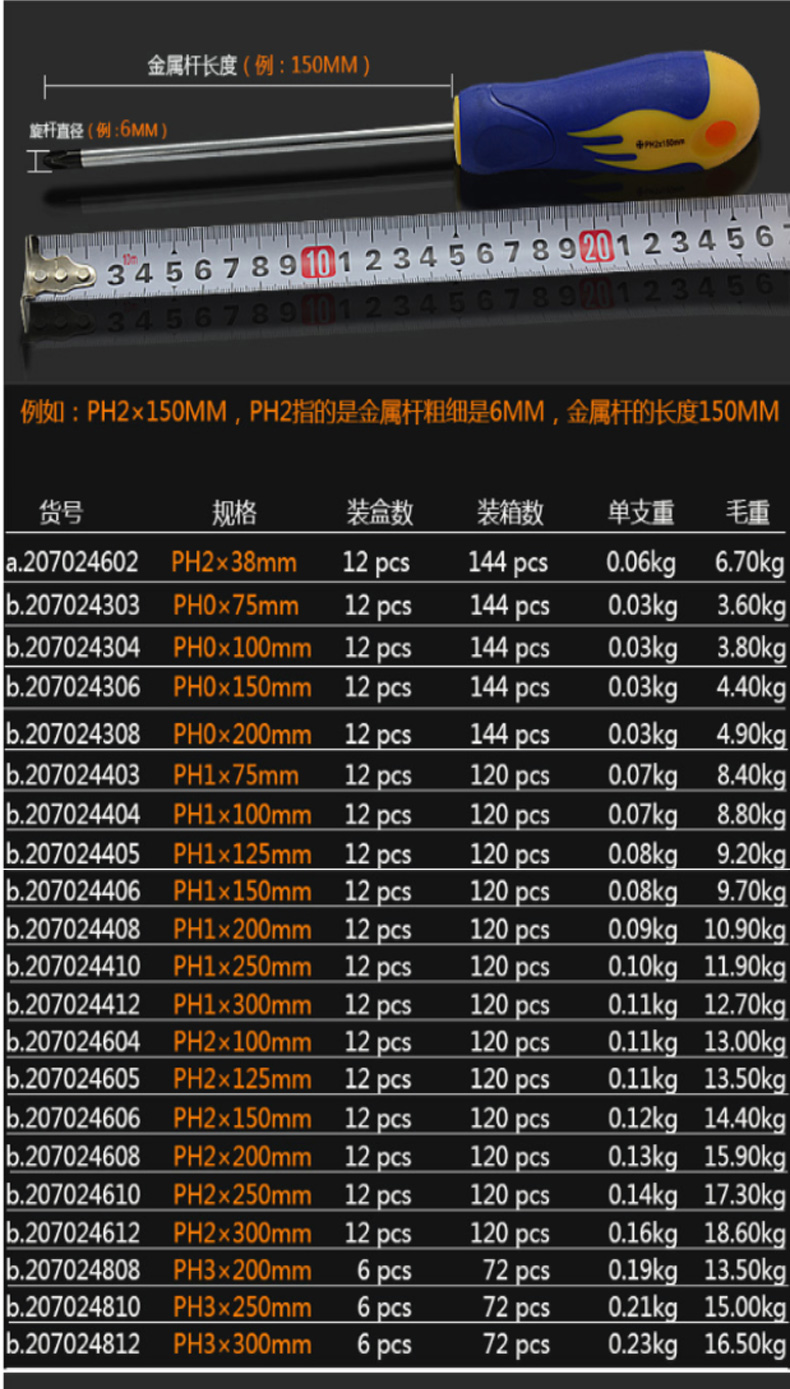 威达 W55253 W55253WD胶柄十字螺丝批PH0*150mm