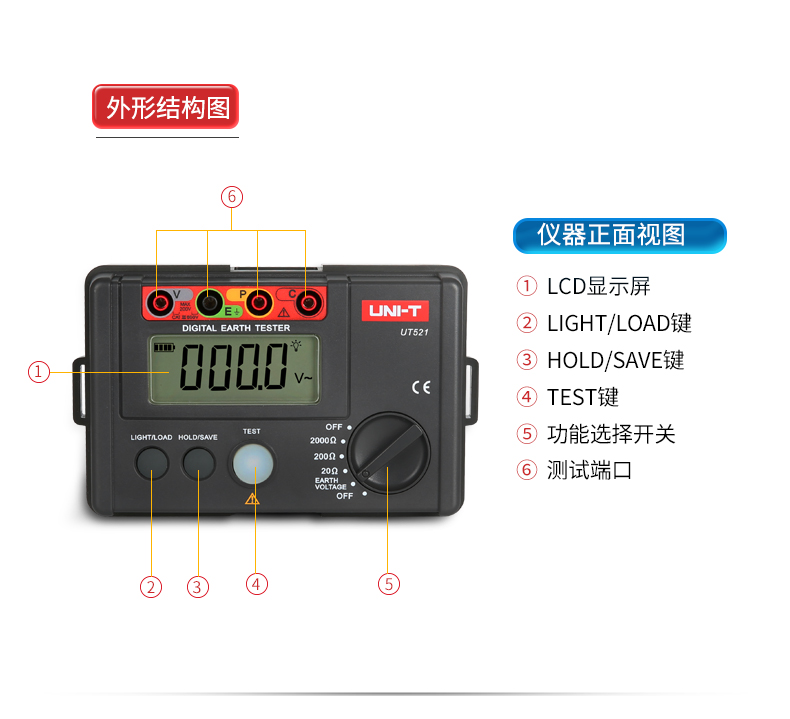 优利德 UT521 数字式接地电阻测试仪