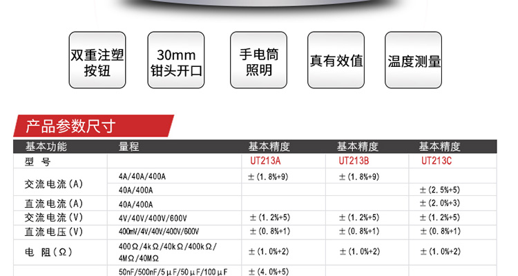 优利德 UT213A 钳形万用表