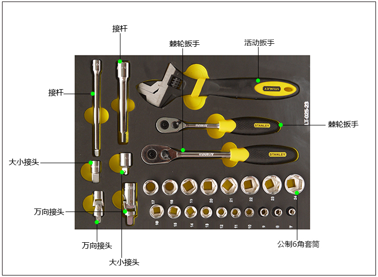 史丹利 LT-025-23 27件套10，12.5MM系列公制工具托