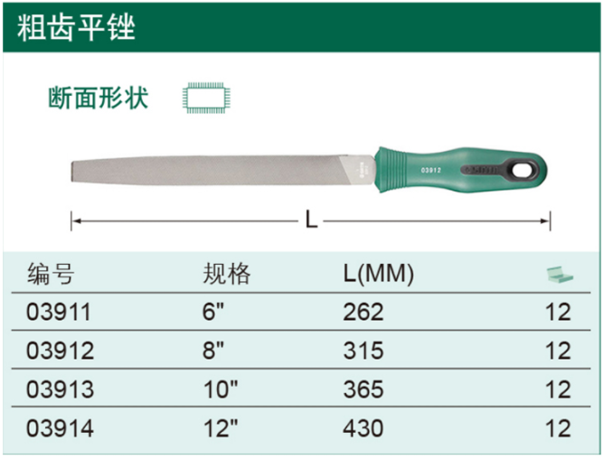 世达 3917 中齿平锉10