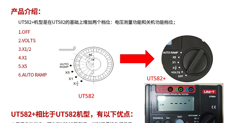 优利德 UT582+ 漏电开关测试仪