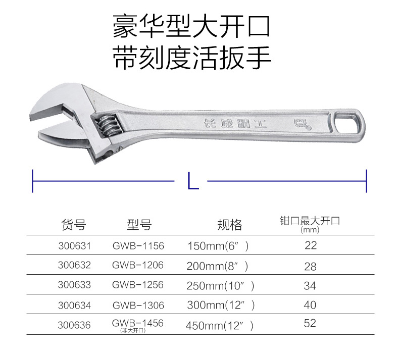 长城 300632 大启齿豪华型带刻度活扳手200mm(8)