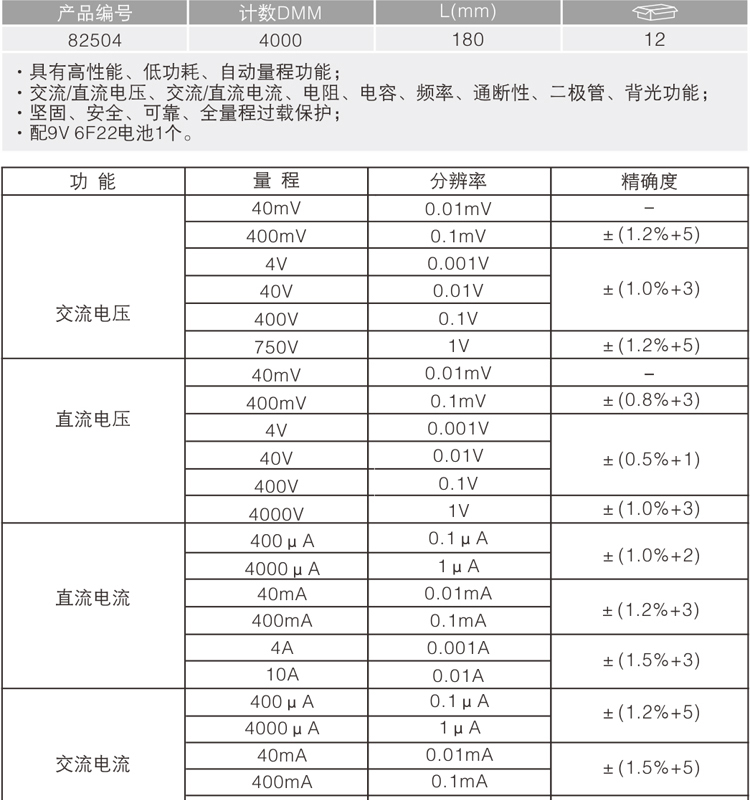 卡尔82504  数字万用表