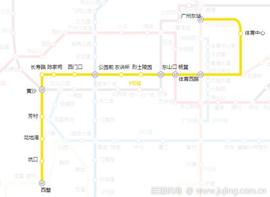 020年广州地铁1号线线路图